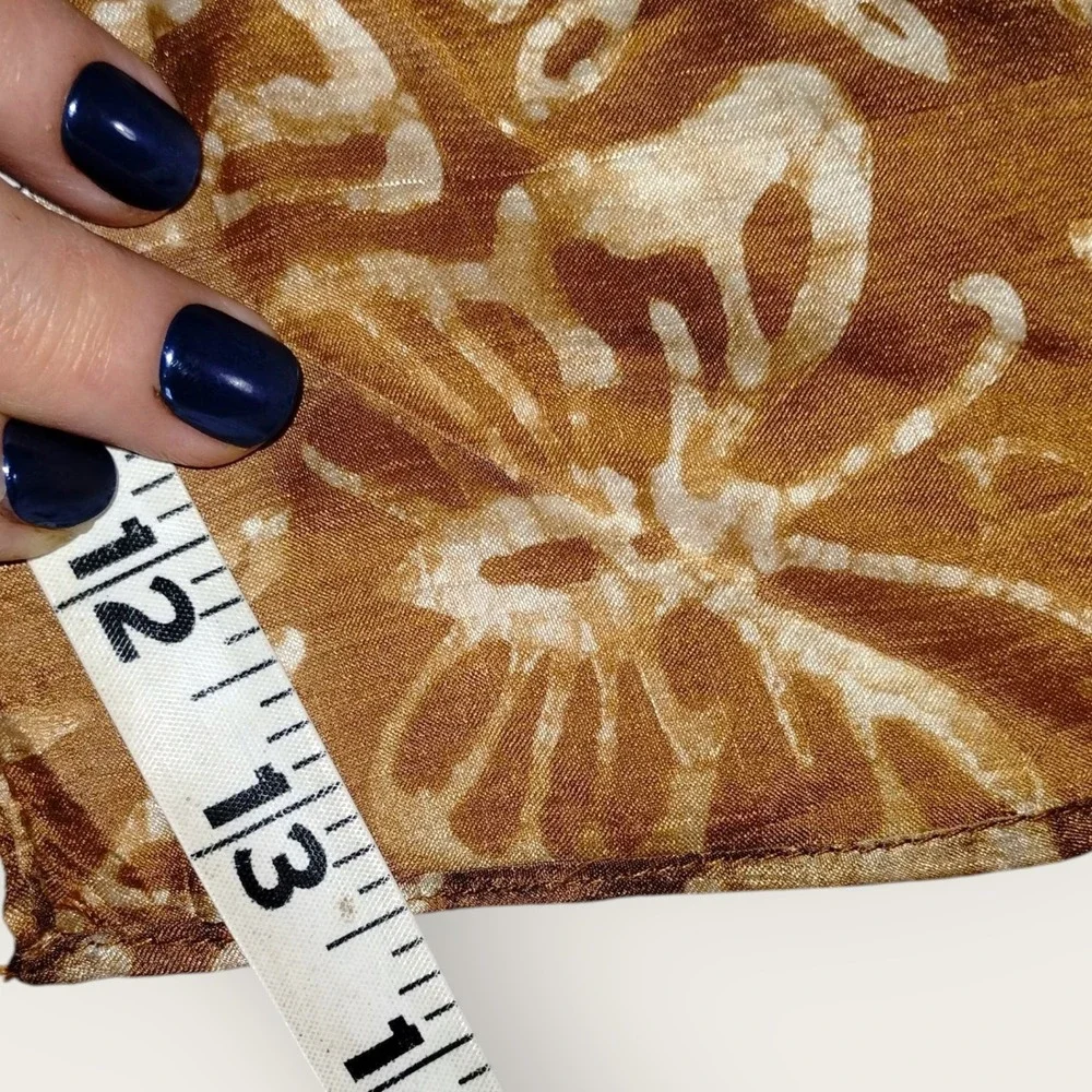 Vintage Marushka‎ Brown Butterfly Silk Scarf Rectangle Natural Screen Print